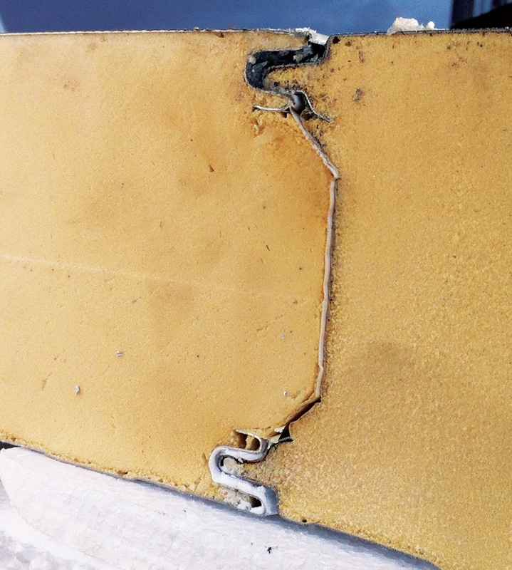 A cross section of the Kingspan external insulation; due to lack of budget the original roof light wasn’t replaced, but the upstand was insulated and airtightened, with a secondary double-glazed unit installed instead