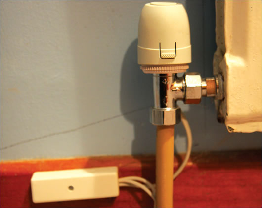 Comeragh Controls’ discretely wired TRV on a radiator in David Kirwan’s home Comeragh Controls’ discretely wired TRV on a radiator in David Kirwan’s home